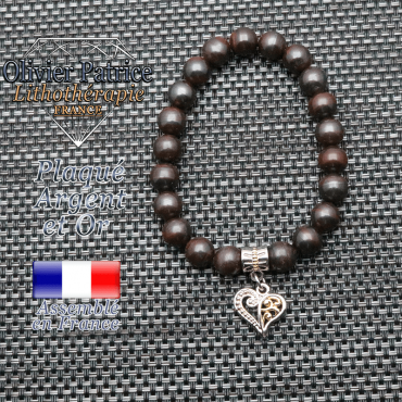 Bracelet en oeil de fer et son coeur en plaqué or