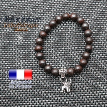 Bracelet en oeil de fer et son éléphant en alliage