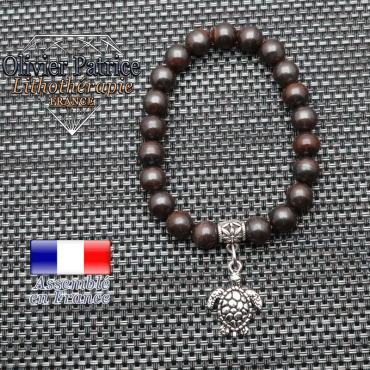 Bracelet en oeil de fer et sa tortue en alliage
