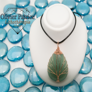Pendentif arbre de vie aventurine en alliage