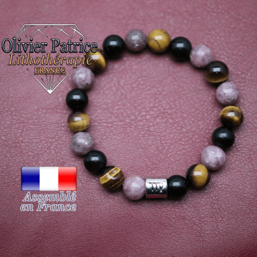 Bracelet 3 pierres de protection et son signe astrologique en alliage