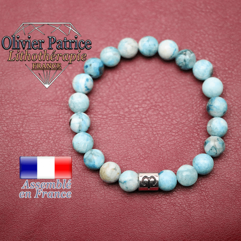 Bracelet hémimorphite et son signe astrologique en alliage