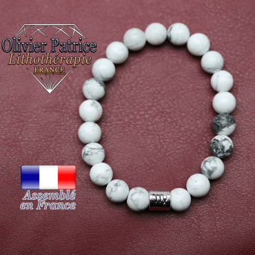 Bracelet howlite et son signe astrologique en alliage