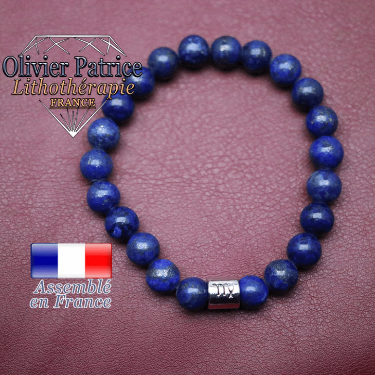 Bracelet lapis lazuli et son signe astrologique en alliage