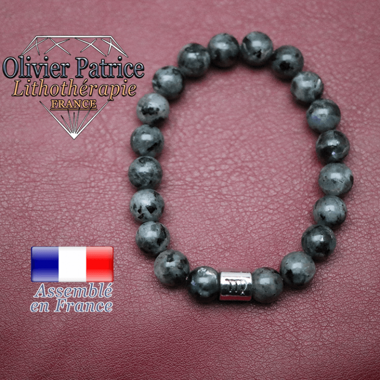 Bracelet larvikite et son signe astrologique en alliage