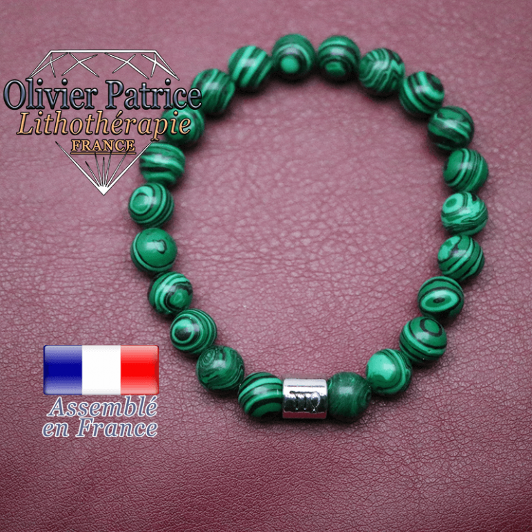 Bracelet malachite et son signe astrologique en alliage