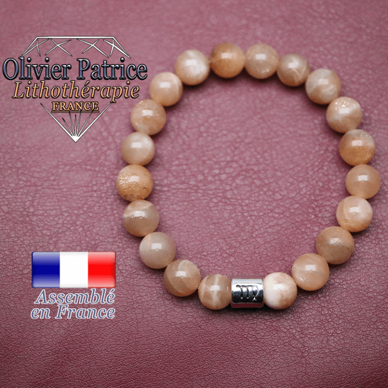 Bracelet pierre de soleil et son signe astrologique en alliage