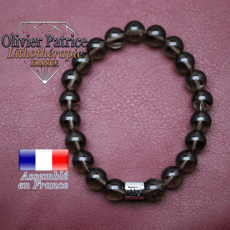 Bracelet quartz fumé et son signe astrologique en alliage