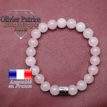 Bracelet quartz rose et son signe astrologique en alliage