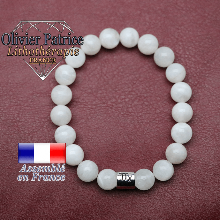Bracelet pierre de lune et son signe astrologique en alliage