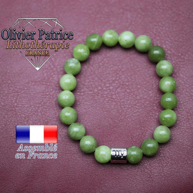 Bracelet jade néphrite du Canada et son signe astrologique en alliage