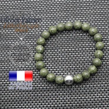 Bracelet serpentine et ses 3 boules lisses en argent 925 - 10 mm