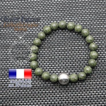 Bracelet serpentine et ses 3 boules lisses en argent 925 - 12 mm