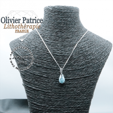 Pendentif goutte d'eau en larimar et argent 925