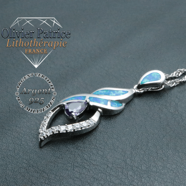 Pendentif tourbillon de feu d'opale en argent