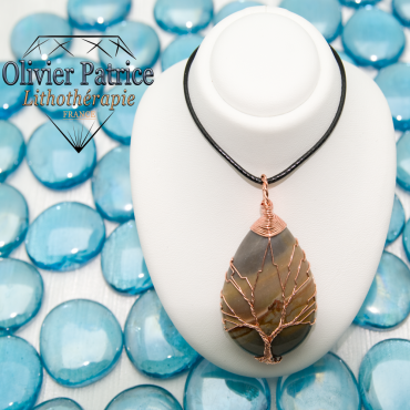 Arbre de vie cuivre et jade pierre naturelle