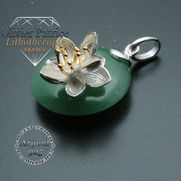 Pendentif aventurine donuts fleur en argent 925