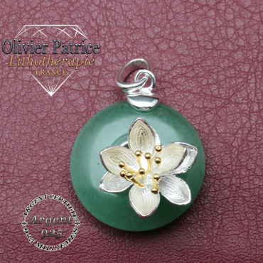Pendentif aventurine donuts fleur en argent 925
