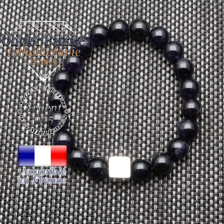 Bracelet améthyste et son cube en argent 925