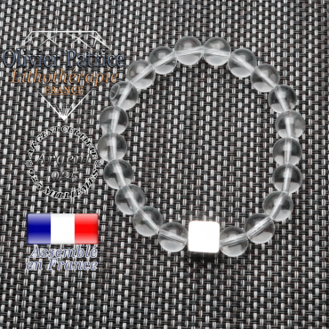 Bracelet cristal de roche et son cube en argent 925