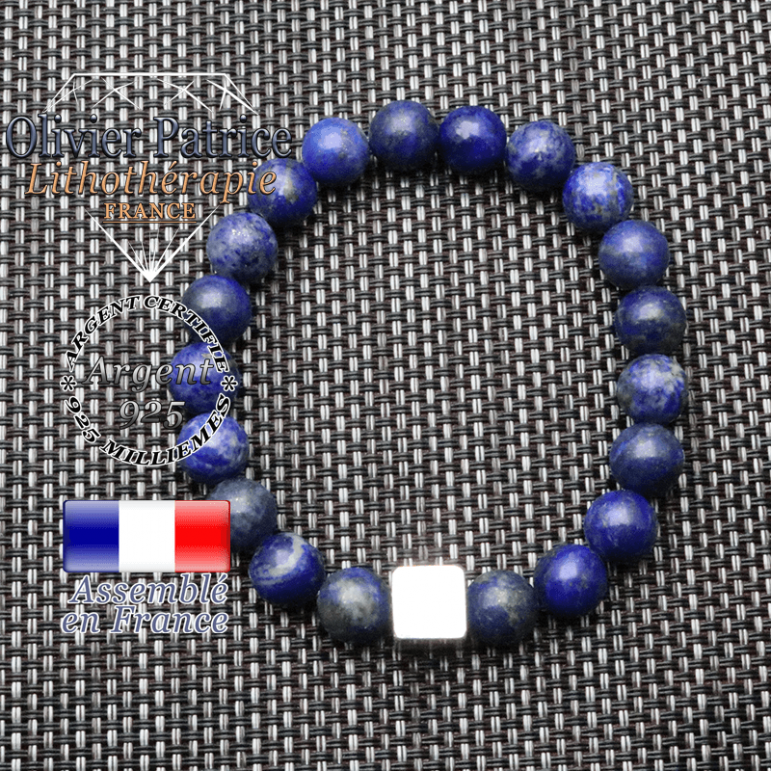 Bracelet lapis lazuli et son cube en argent