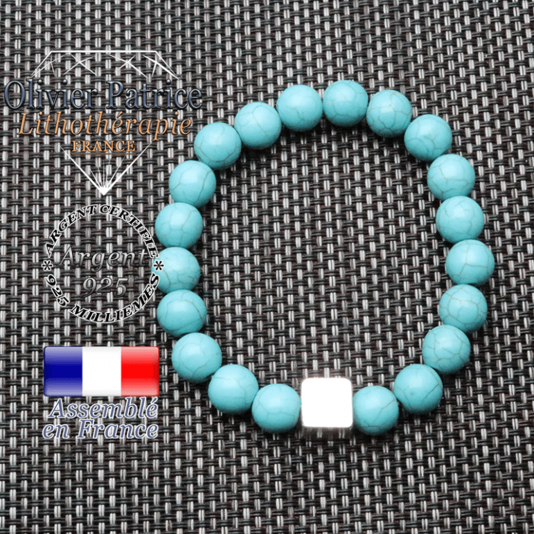 Bracelet turquoise et son cube en argent 925
