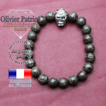 bracelet homme en obsidienne-neige brun pierre naturelle en 10 mm