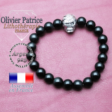 bracelet homme en obsidienne pierre naturelle en 10 mm