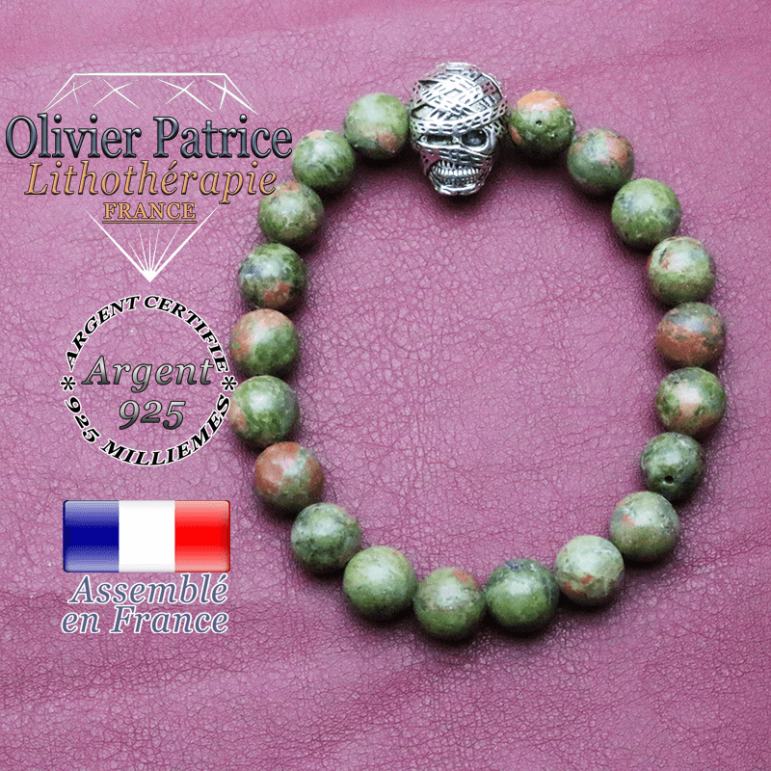 bracelet homme en unakite  pierre naturelle en 10 mm