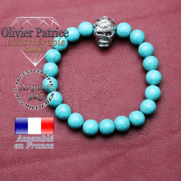 bracelet homme en turquoise  pierre naturelle en 10 mm