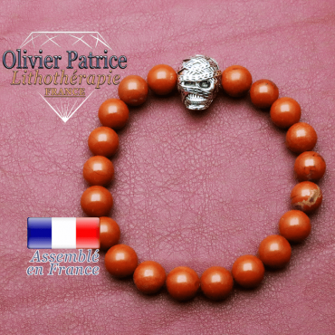 bracelet homme en jaspe rouge pierre naturelle en 10 mm