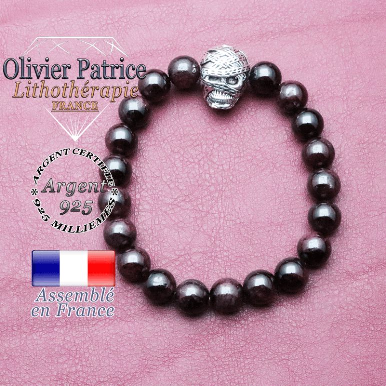 bracelet homme en grenat pierre naturelle en 10 mm