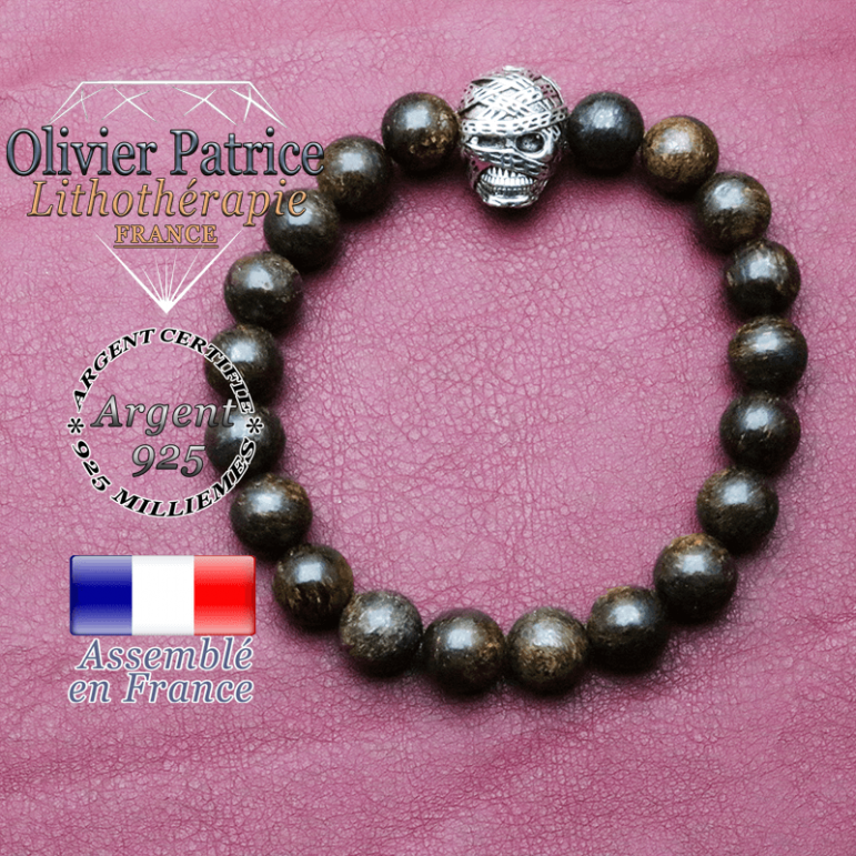 bracelet homme en bronzite pierre naturelle en 10 mm