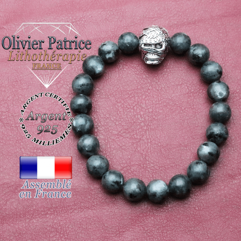 bracelet homme en larvikite pierre naturelle en 10 mm
