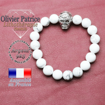 bracelet homme en howlite pierre naturelle en 10 mm