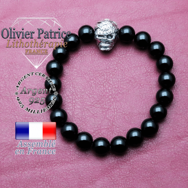bracelet homme en onyx  pierre naturelle en 10 mm